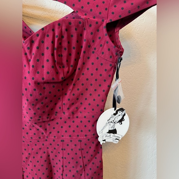 NWT Vintage Y2K Hell Bunny Vixen Dress Red Black Polka Dot Retro Pinup S-M - Picture 3 of 12